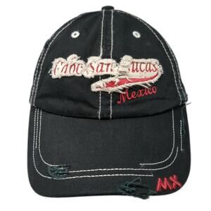 Cabo San Lucas Mexico Slideback Baseball Cap Black One Size Distressed Dkps